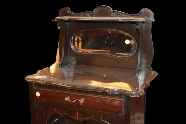 Cabinet Anglais Style Liberty en Acajou Laqué Noir – Fin XIXe / Début XXe Siècle-photo-2