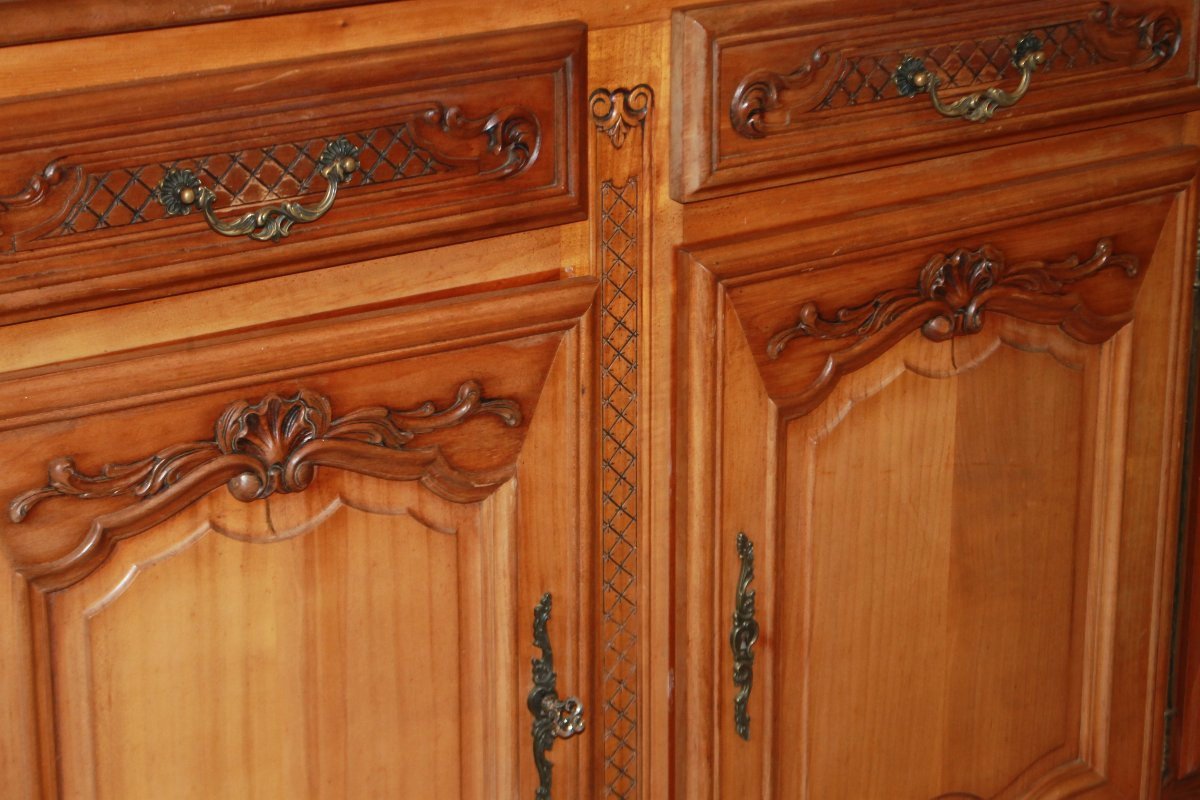 Large Provençal Cherry Wood Sideboard With 4 Doors, 20th Century-photo-3