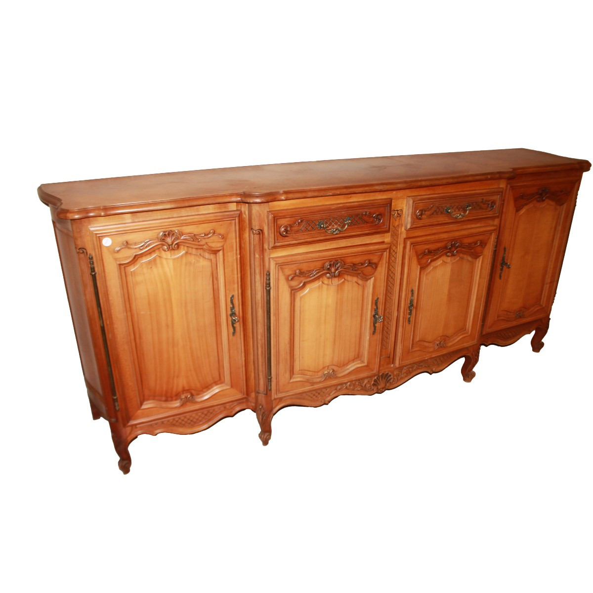 Large Provençal Cherry Wood Sideboard With 4 Doors, 20th Century