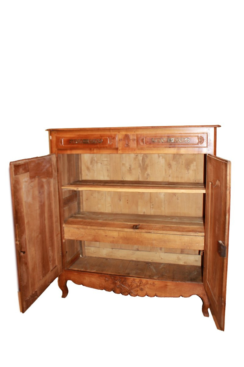Tall Provençal Sideboard With 2 Doors In Cherry Wood-photo-2