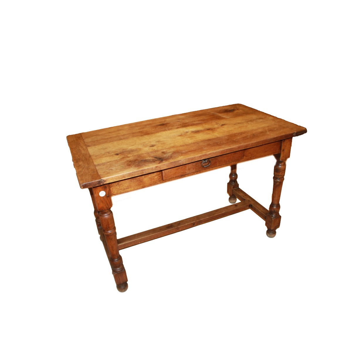 Table bureau ancienne française rustique en chêne, restaurée, XIXe siècle