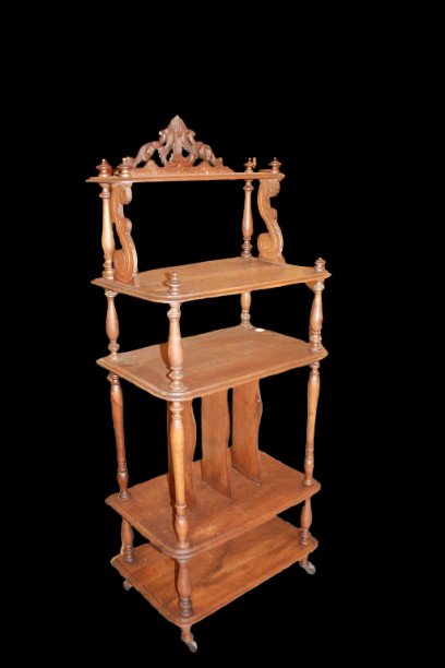 Open-shelf Bookcase In The French Louis Philippe Style From The 1800s, Made Of Walnut Wood-photo-3