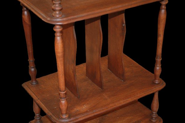 Open-shelf Bookcase In The French Louis Philippe Style From The 1800s, Made Of Walnut Wood-photo-4