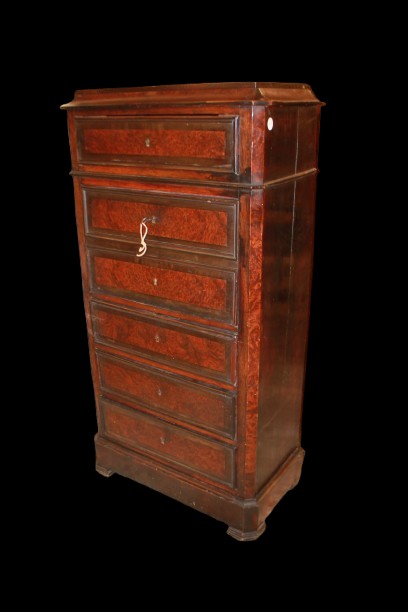 19th-century French Louis-philippe-style Secretary Desk In Elm And Ebony