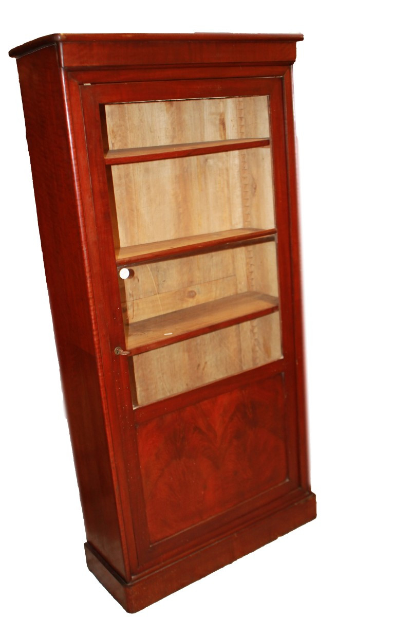 19th-century French Mahogany Bookcase In Directoire Style-photo-1