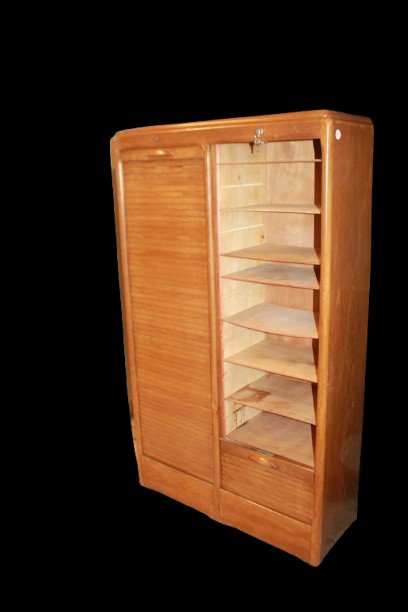 Early 20th-century Office Filing Cabinet With Sliding Doors-photo-4