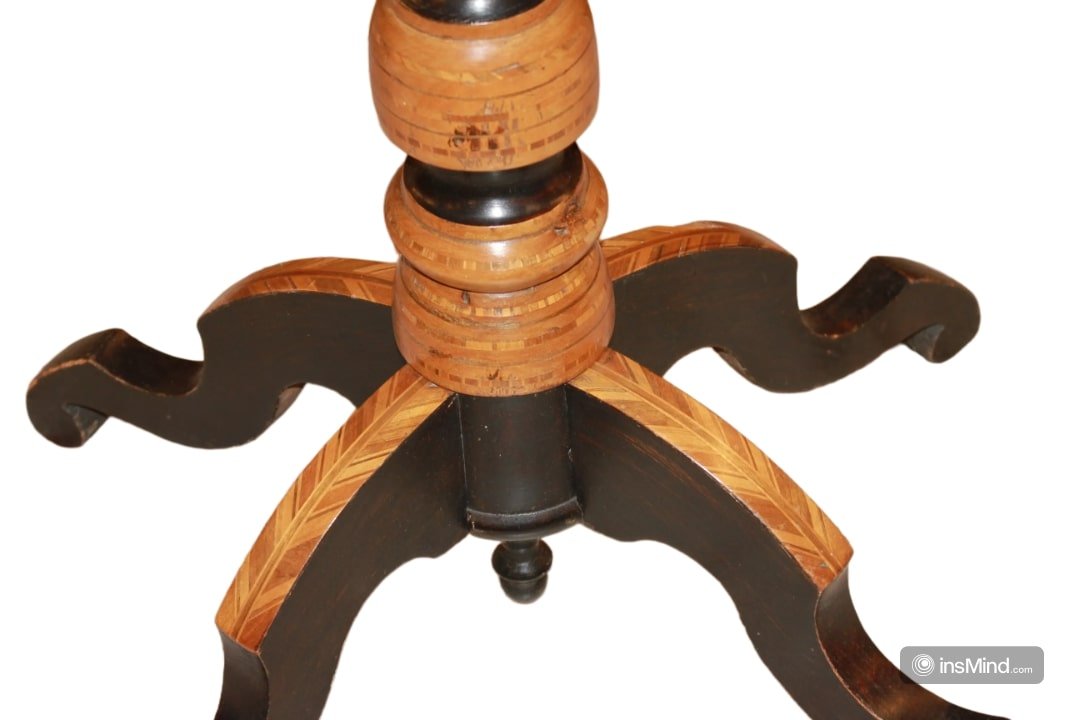Table Sorrentin en Noyer avec Incrustations, Milieu XIXe Siècle-photo-1