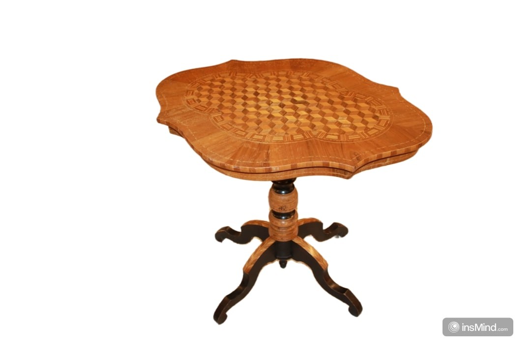 Table Sorrentin en Noyer avec Incrustations, Milieu XIXe Siècle