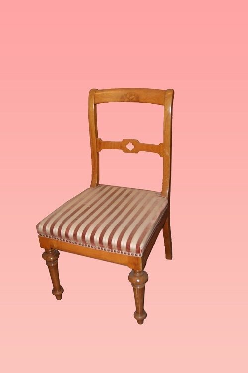 Set Of 6 Italian Walnut Chairs From The 1800s-photo-2