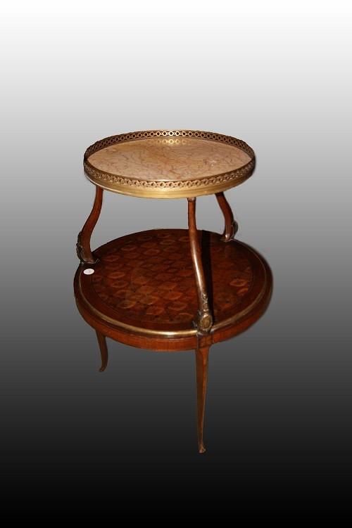 Petite table à deux niveaux en marbre français de style Louis XV des années 1800