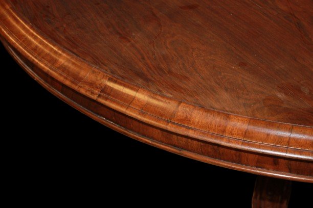 Table ronde anglaise ancienne style victorien en palissandre avec piètement central – XIXe sièc-photo-2