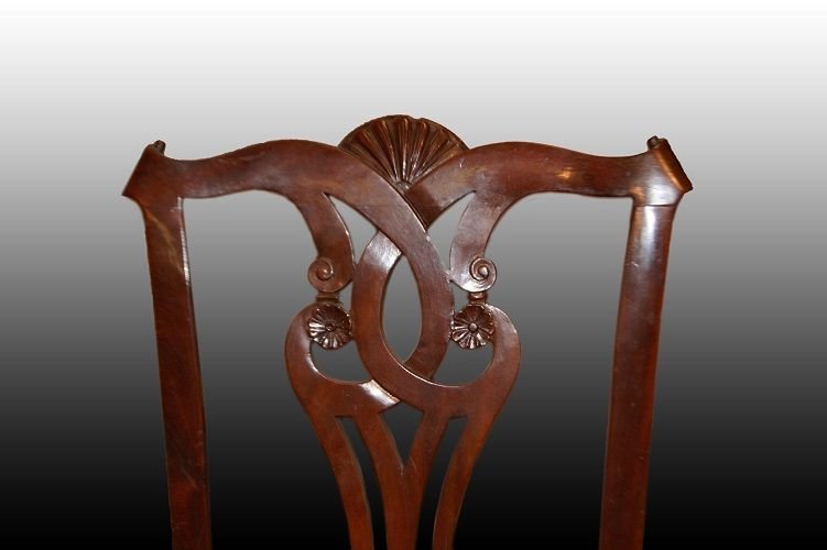 Groupe de 4 chaises de style Chippendale en bois d'acajou-photo-2