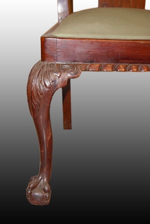 Groupe de 4 chaises de style Chippendale en bois d'acajou-photo-3