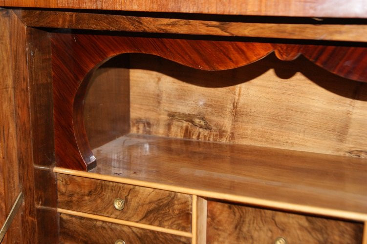Large Louis XV-style Secretaire With A Marble Top And Inlay-photo-1