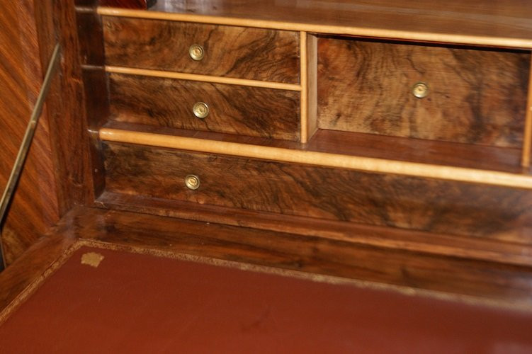 Large Louis XV-style Secretaire With A Marble Top And Inlay-photo-2
