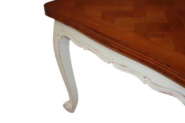19th-century Provençal-style Extendable Rectangular Table, White Pickled Finish-photo-3