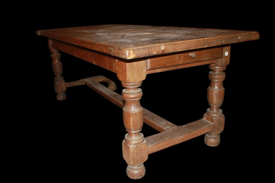 Grande Table Rustique Française en Noyer du Début du XXe Siècle-photo-1