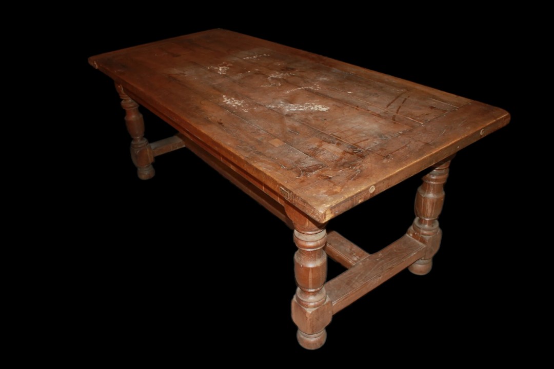 Grande Table Rustique Française en Noyer du Début du XXe Siècle