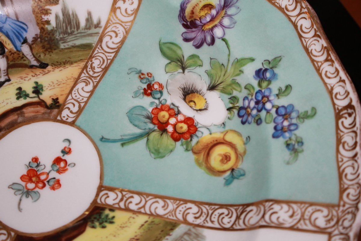 Assiette en Porcelaine de Meissen à Scènes Galantes – XIXe Siècle-photo-3