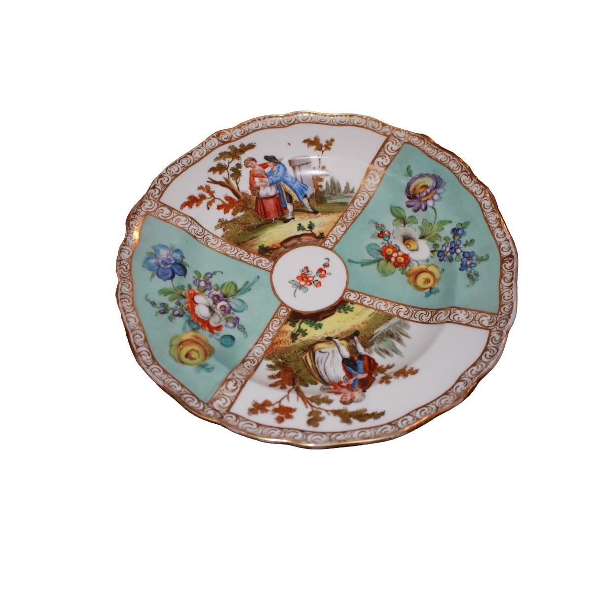 Assiette en Porcelaine de Meissen à Scènes Galantes – XIXe Siècle