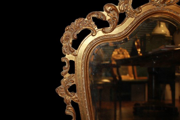 Early 20th-century Italian Gilded Mirror With A Cornice-photo-3
