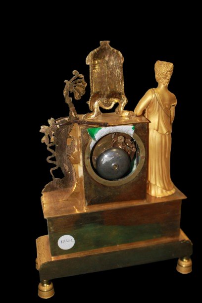 French Empire-style Mercury-gilded Bronze Table Clock-photo-2