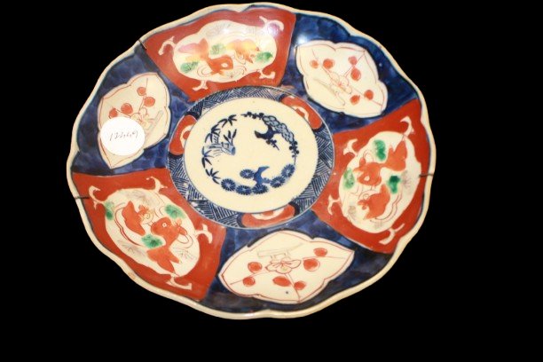 Ensemble de 6 assiettes anciennes japonaises en porcelaine style Imari, XIXe siècle-photo-4