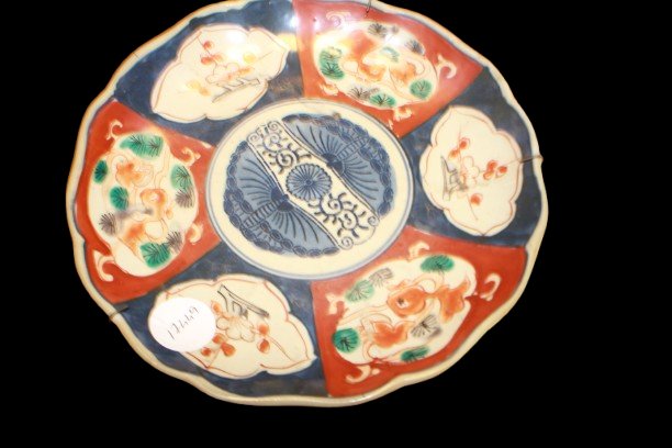Ensemble de 6 assiettes anciennes japonaises en porcelaine style Imari, XIXe siècle-photo-1