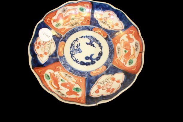 Ensemble de 6 assiettes anciennes japonaises en porcelaine style Imari, XIXe siècle-photo-2