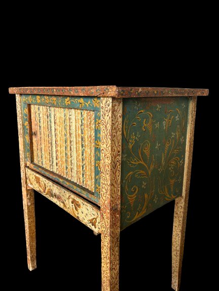 Elegant French Nightstand From The Mid-1800s, Made Of Painted Wood-photo-2