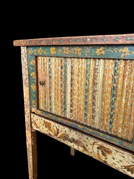 Elegant French Nightstand From The Mid-1800s, Made Of Painted Wood-photo-1