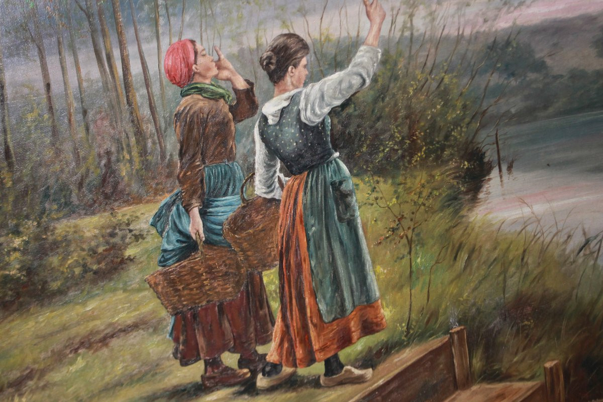 Large Oil On Canvas, French, Early 20th Century-photo-2