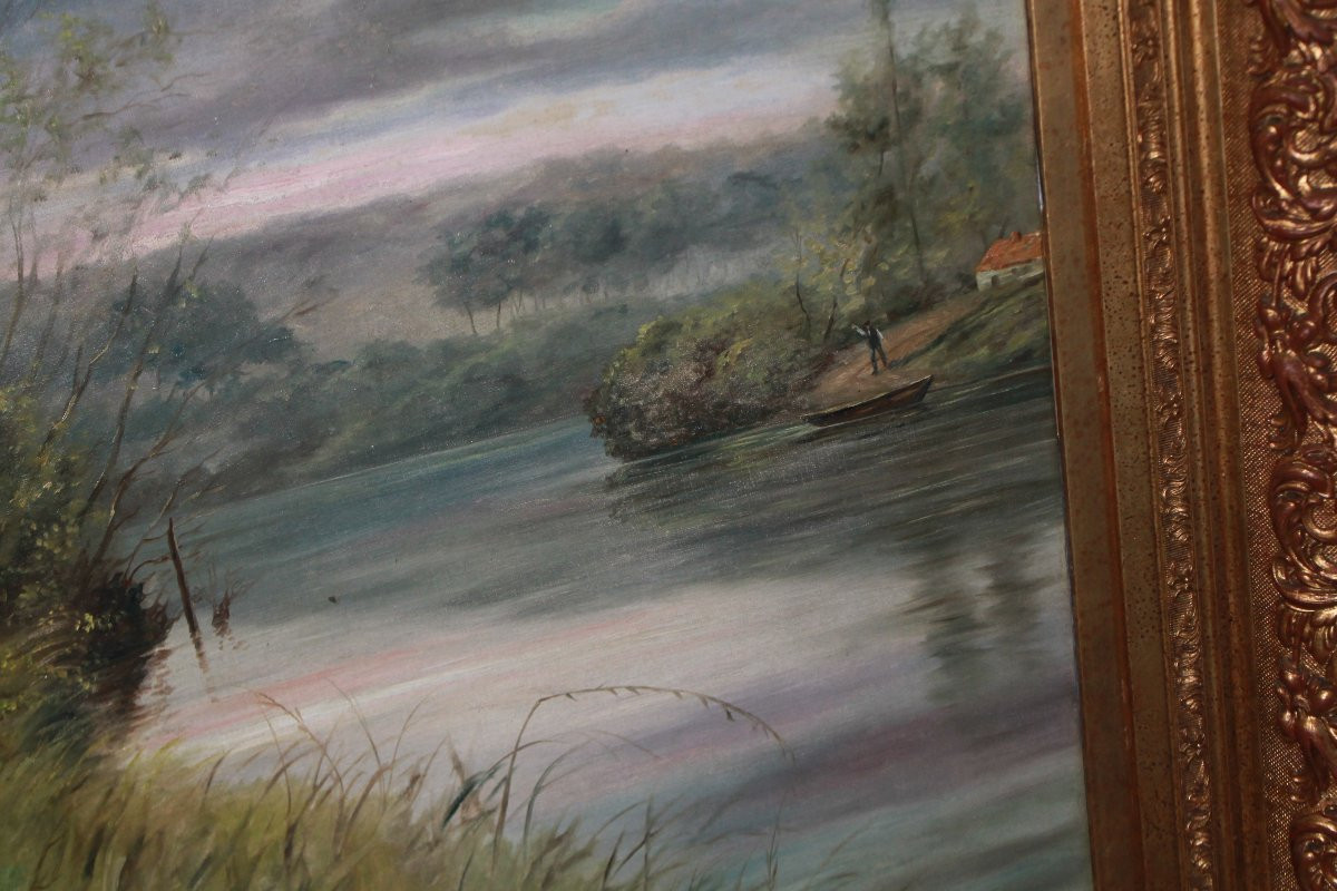 Large Oil On Canvas, French, Early 20th Century-photo-3
