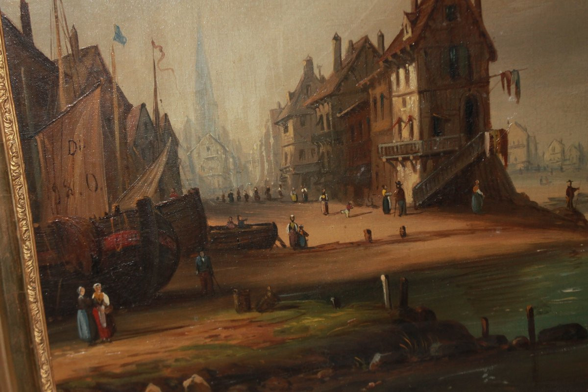 Dutch Oil On Canvas From The 1700s Depicting A Seascape-photo-3