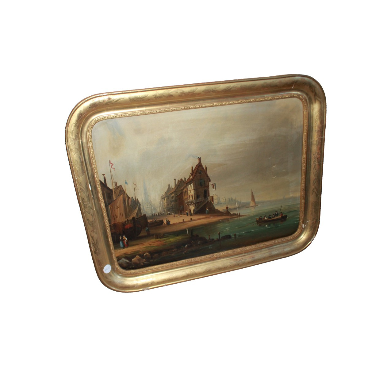 Dutch Oil On Canvas From The 1700s Depicting A Seascape