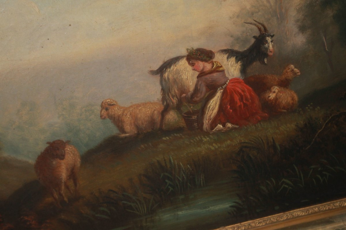 Oil On Canvas, Dutch Bucolic Scene, 18th Century-photo-2