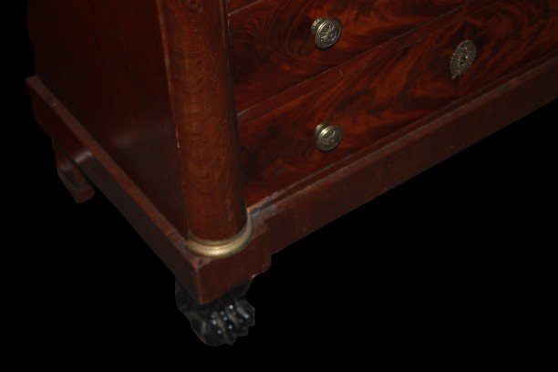 Petit commode française style Empire en acajou avec plateau en marbre noir, XIXe siècle-photo-3