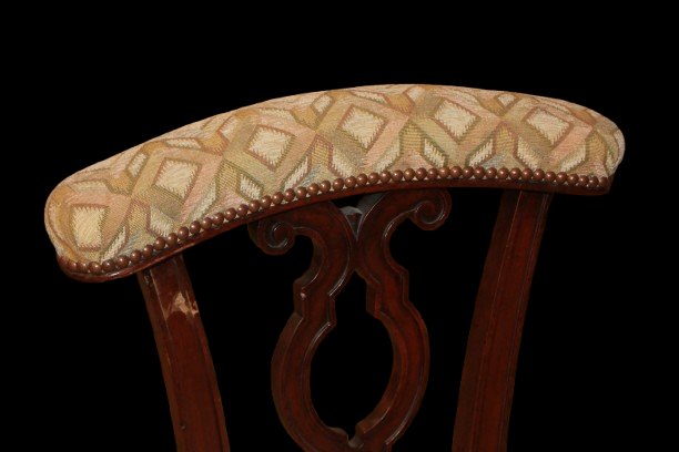 19th-century French Conversation Armchair, Upholstered-photo-2