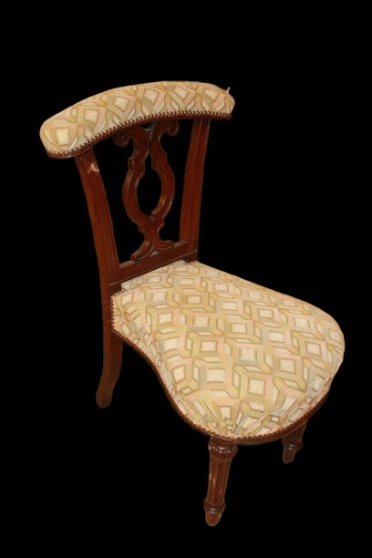 19th-century French Conversation Armchair, Upholstered-photo-4