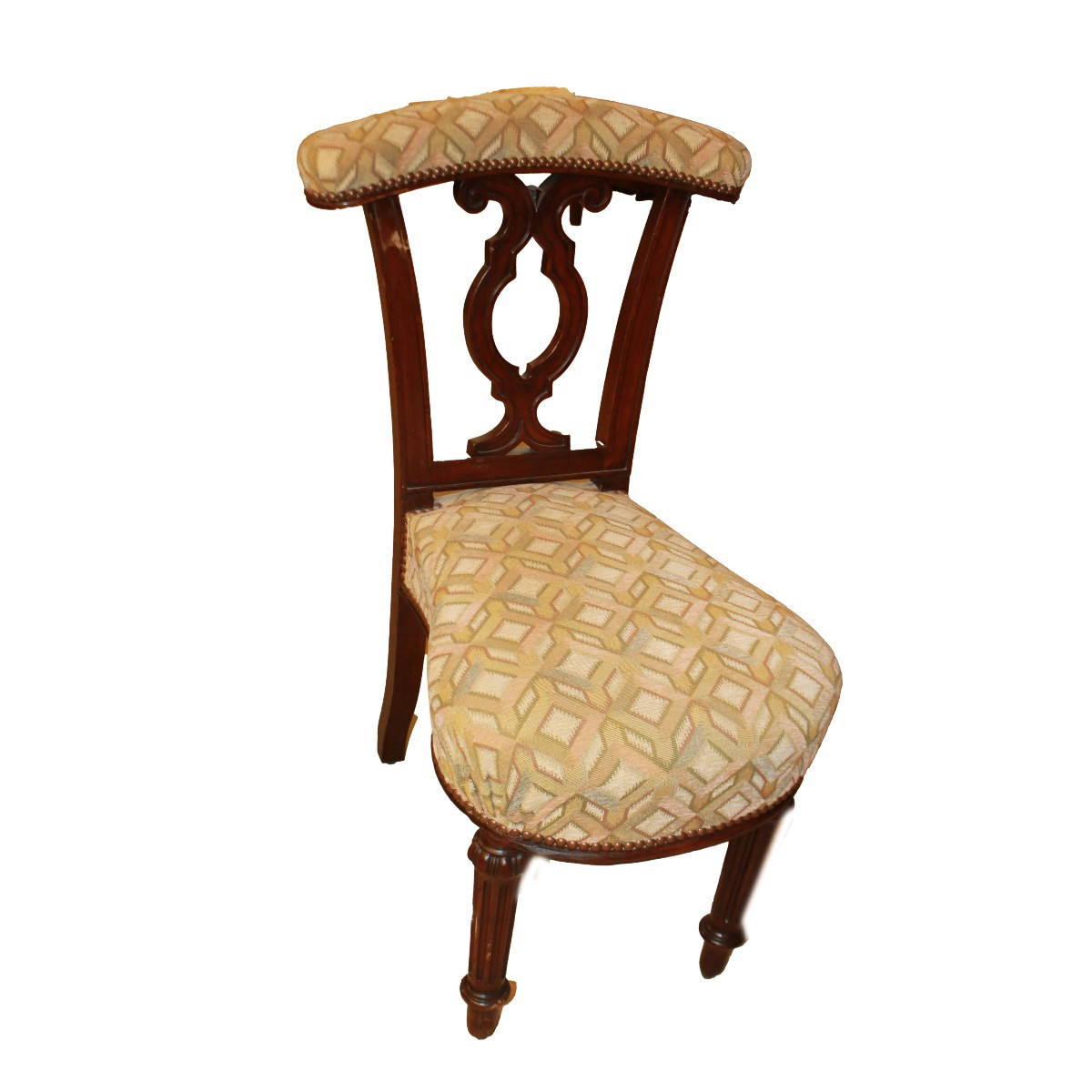 19th-century French Conversation Armchair, Upholstered