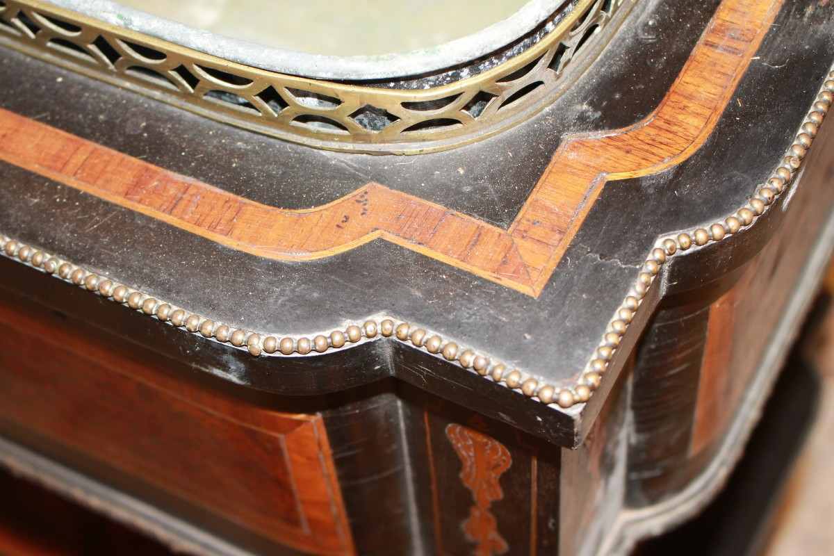 French Napoleon III-style Planter From The 1800s, Made Of Various Polychrome Woods-photo-1
