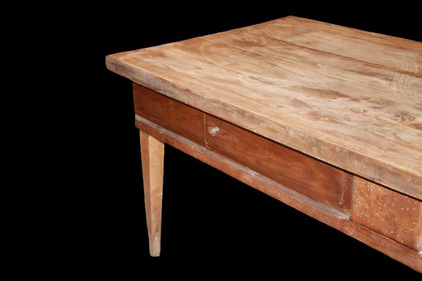 Grande table française style Louis XVI en noyer avec tiroirs, milieu XIXe siècle-photo-2