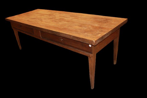 Grande table française style Louis XVI en noyer avec tiroirs, milieu XIXe siècle-photo-3