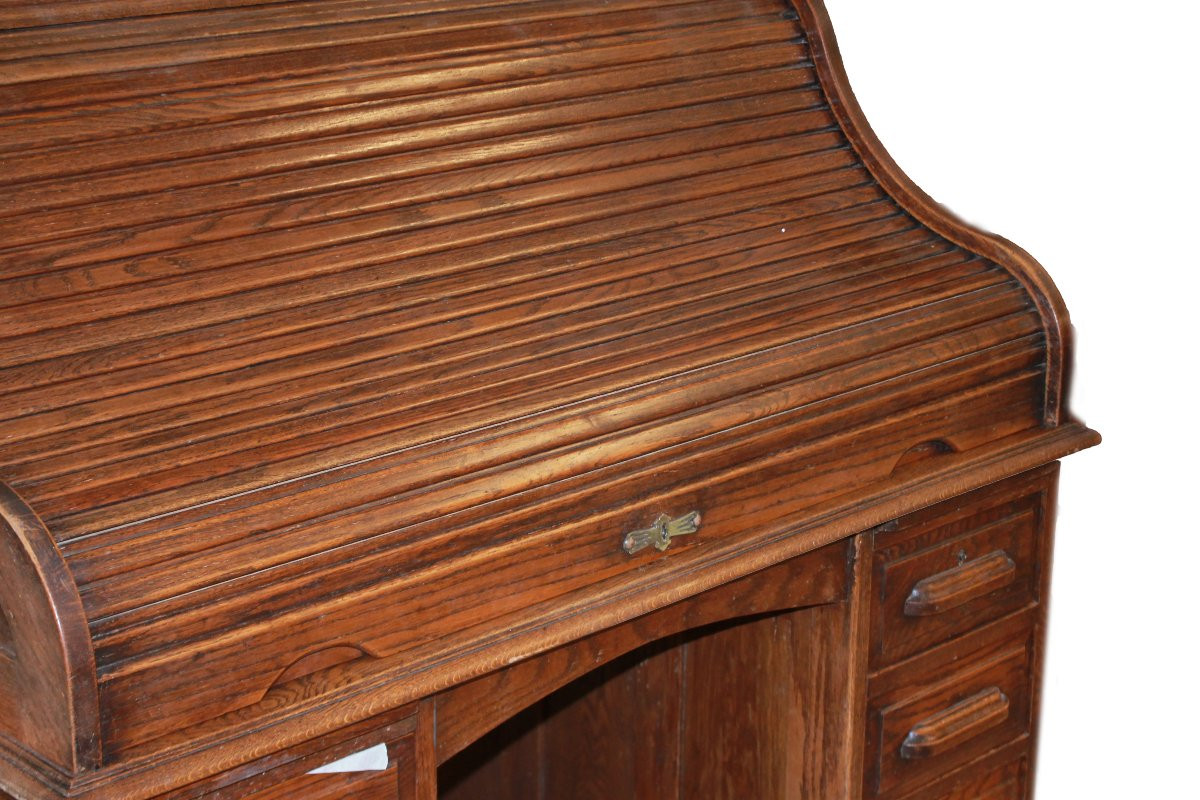Early 20th-century American Folding Desk In Oak-photo-2