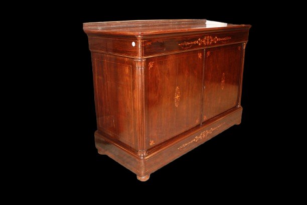 Charles X-style French Sideboard In Inlaid Rosewood-photo-1