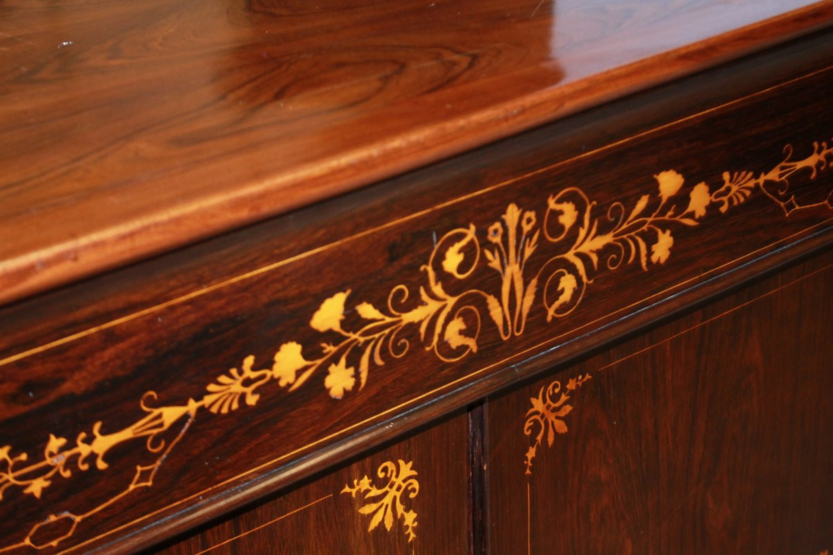 Charles X-style French Sideboard In Inlaid Rosewood-photo-3
