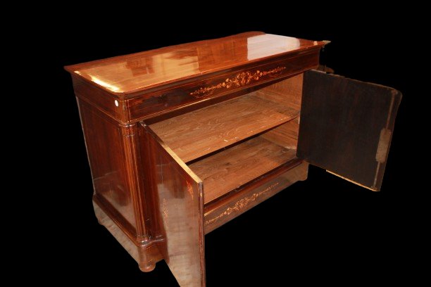 Charles X-style French Sideboard In Inlaid Rosewood-photo-4