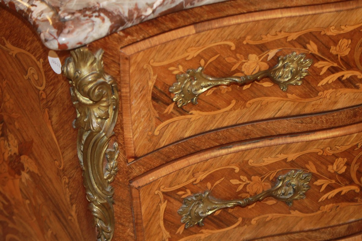 19th-century French Louis XV-style Chest Of Drawers With Rich Inlay Work-photo-2