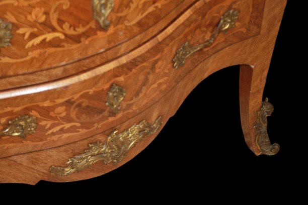 19th-century French Louis XV-style Chest Of Drawers With Rich Inlay Work-photo-3
