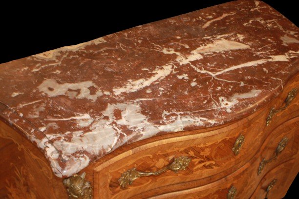 19th-century French Louis XV-style Chest Of Drawers With Rich Inlay Work-photo-2